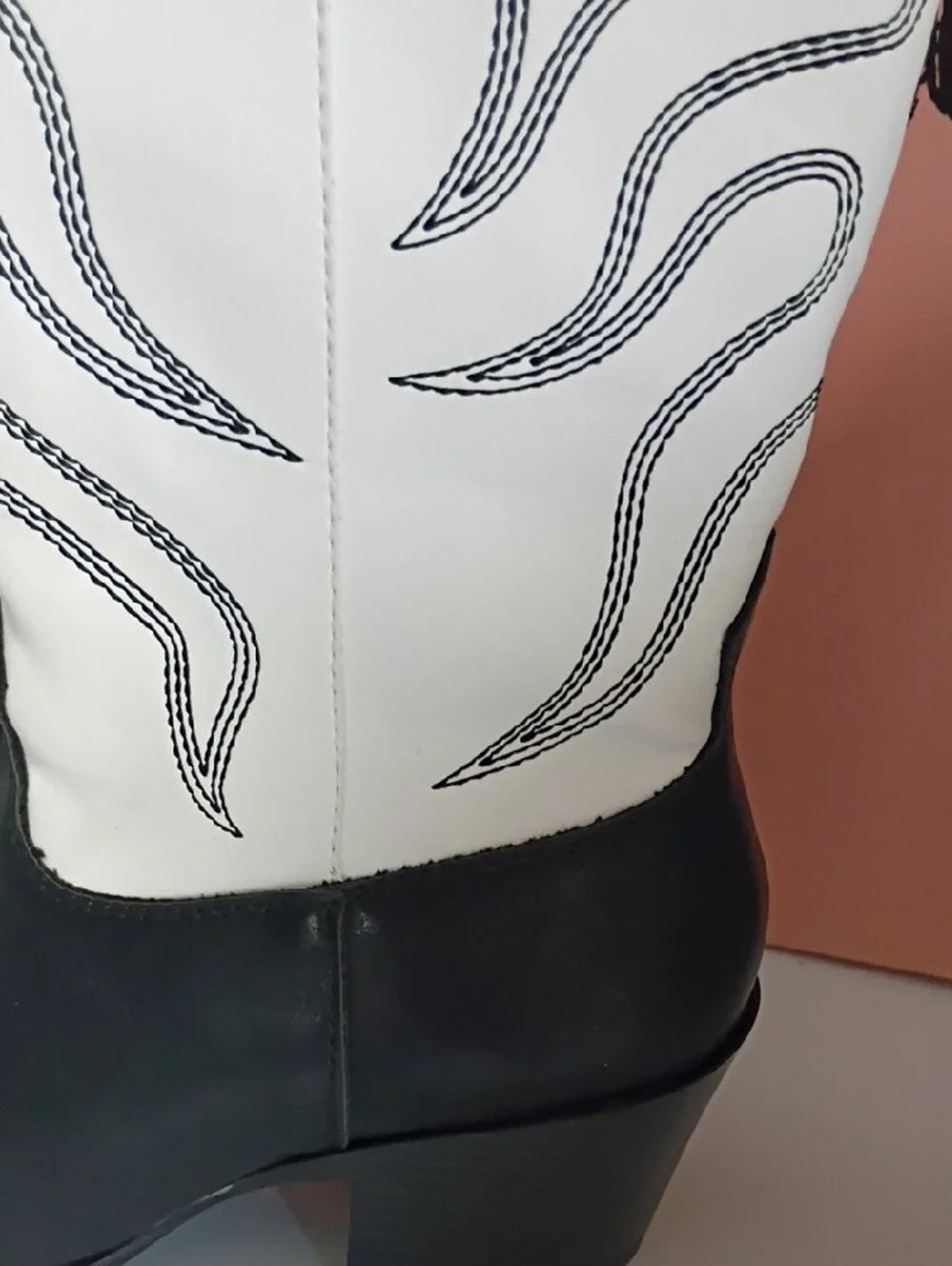 Wild Pair White and Black Over-the-Knee Western Boots